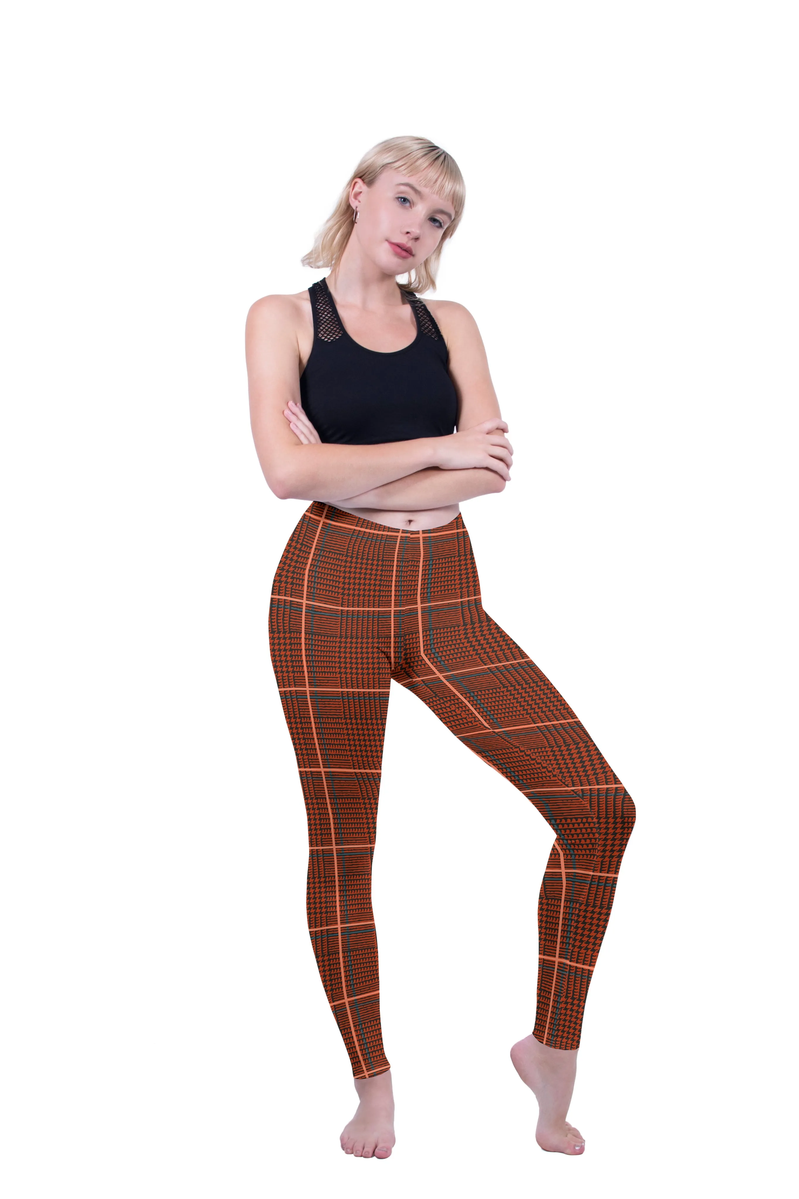 Regular Leggings (8-12 UK Size) - Burnt Tartan