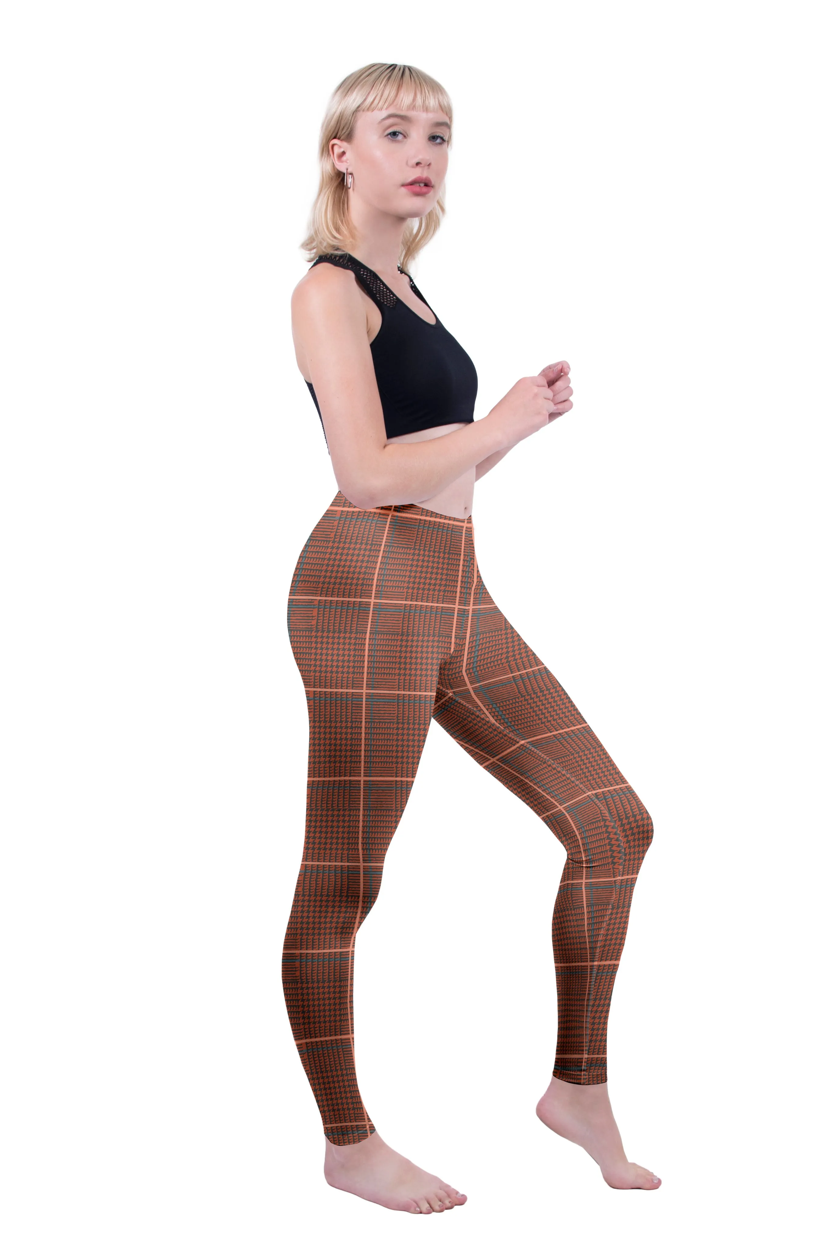 Regular Leggings (8-12 UK Size) - Burnt Tartan