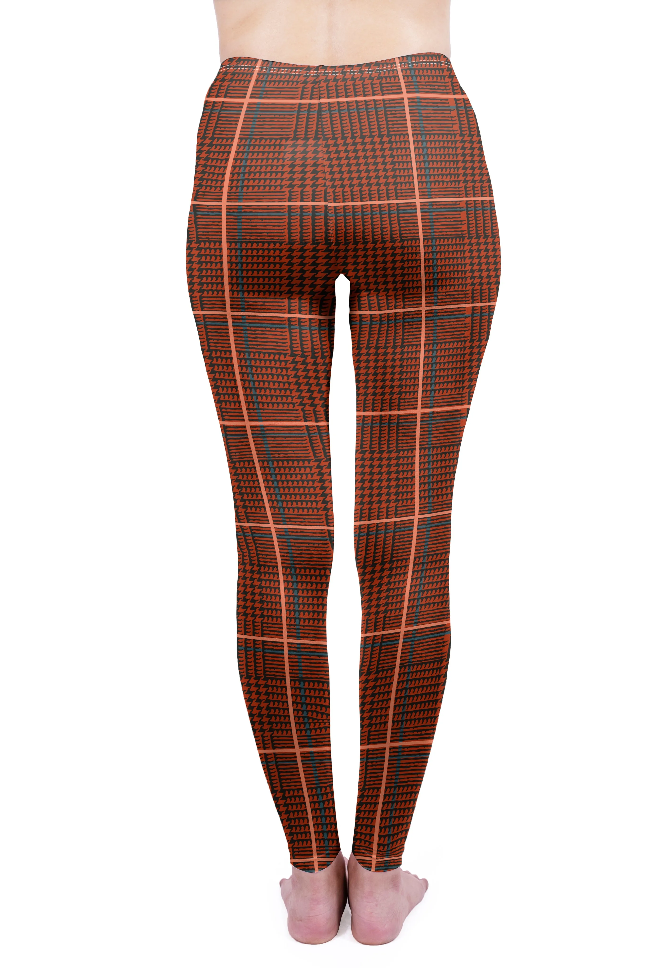 Regular Leggings (8-12 UK Size) - Burnt Tartan