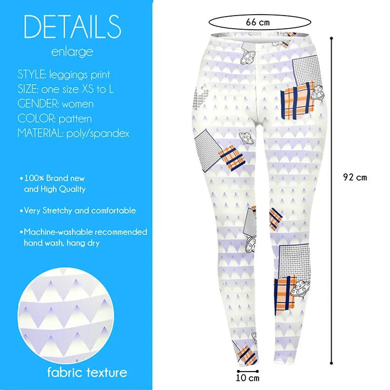 Regular Leggings (8-12 UK Size) - Geometric Space Friends