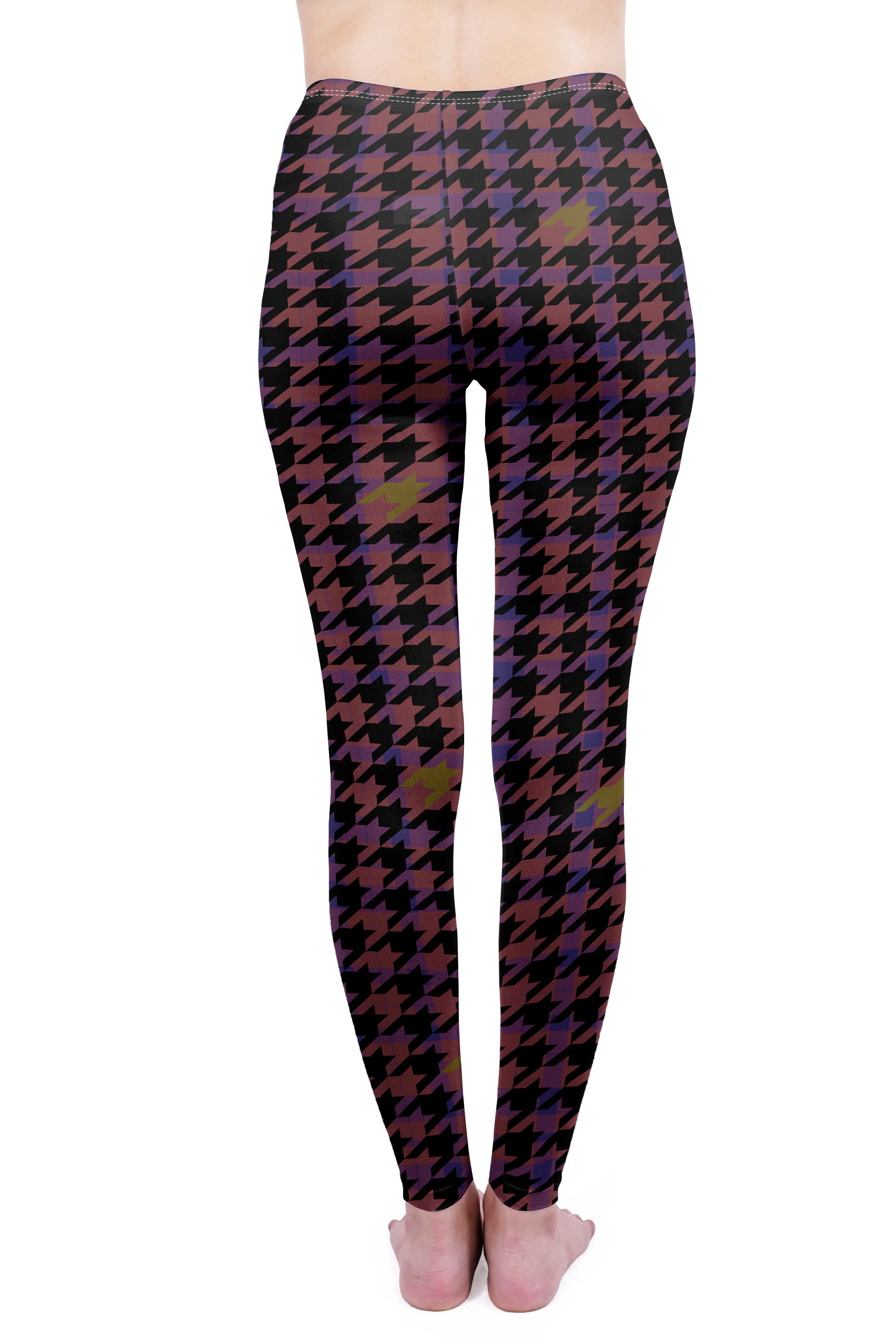 Regular Leggings (8-12 UK Size) - Magenta Dogtooth