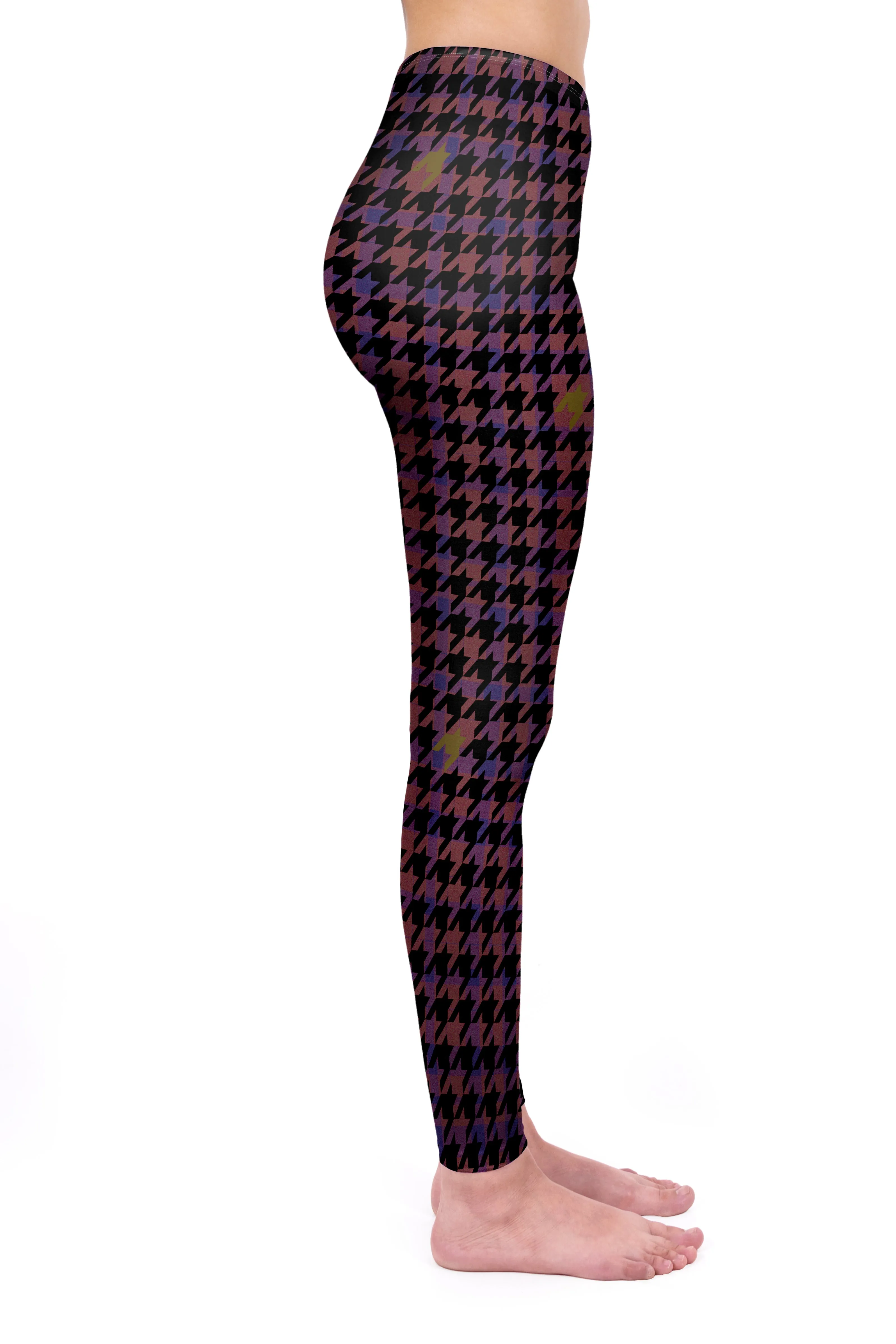 Regular Leggings (8-12 UK Size) - Magenta Dogtooth