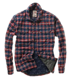 Relwen Quilted Flannel Shirt Jacket DkBlue/Red