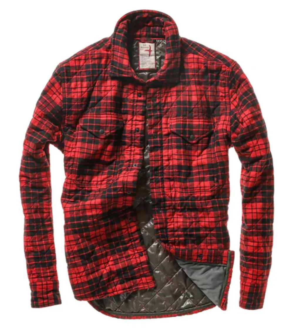 Relwen Quilted Flannel Shirt Jacket Red/Black