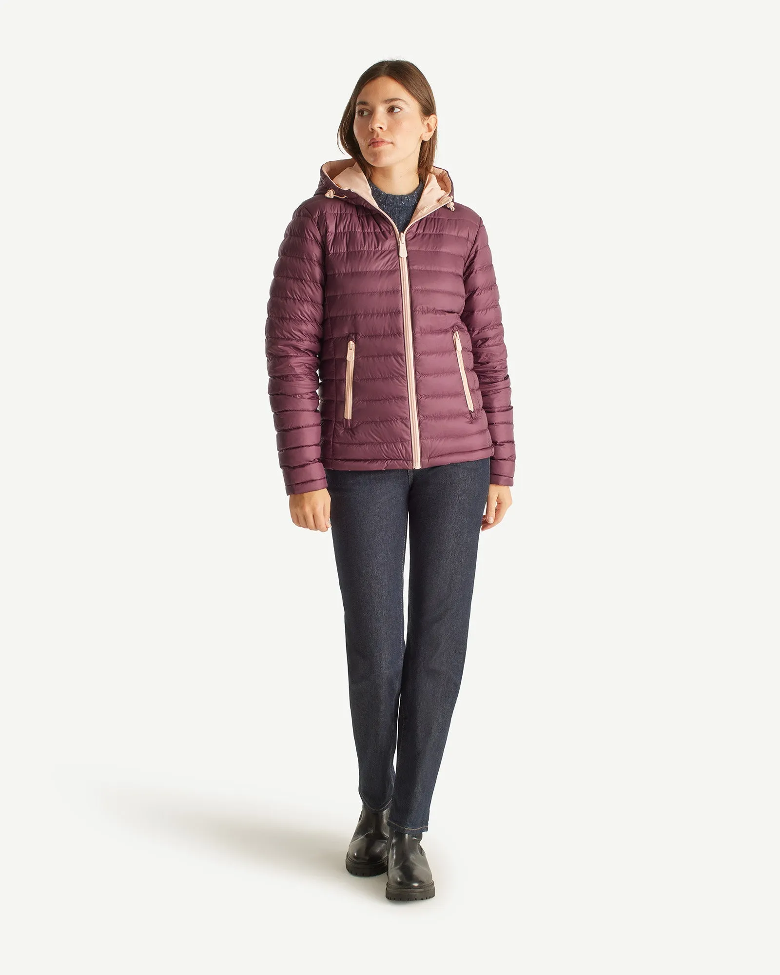 Reversible Down Jacket Light Pink/Aubergine Vienne