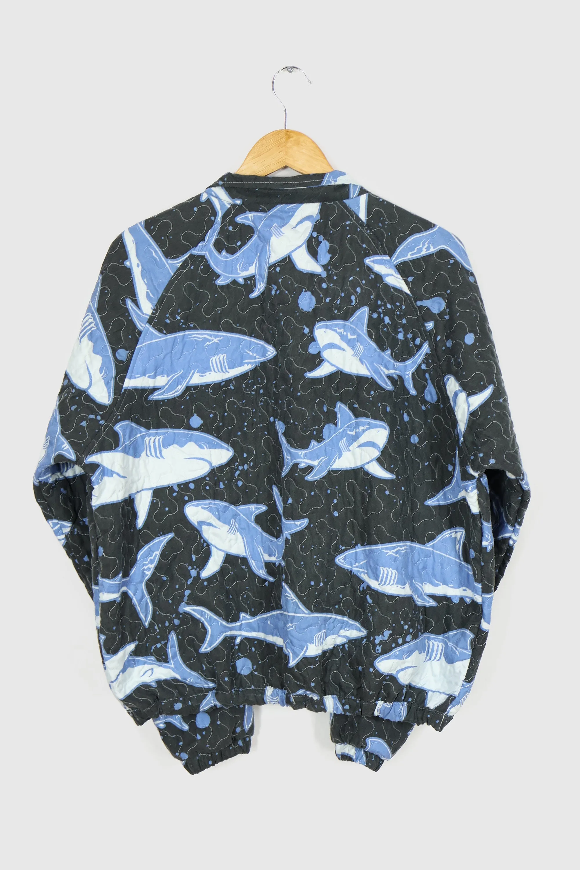 Reworked Shark Pattern Quilt Full Zip Jacket