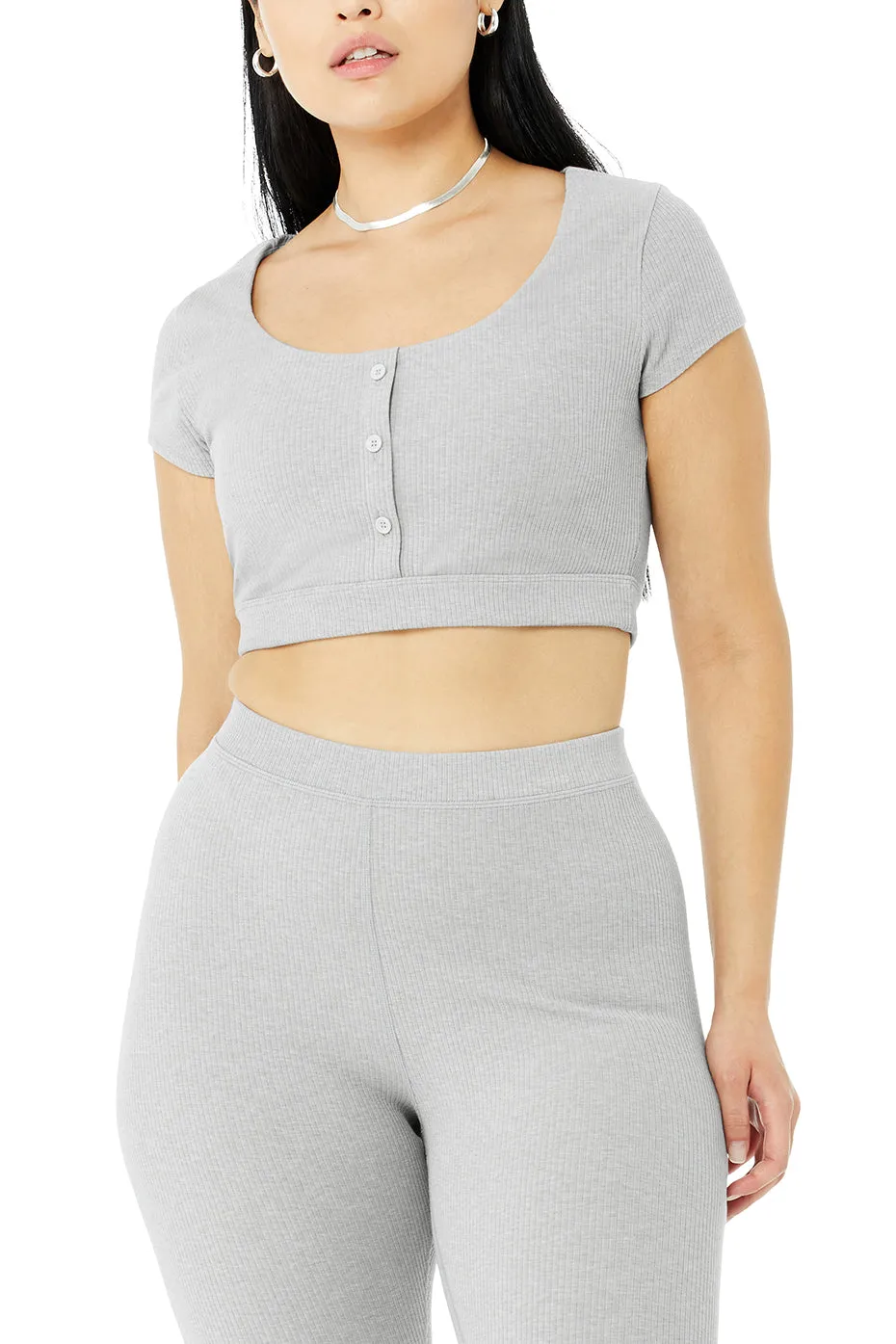 Ribbed High-Waist 7/8 Blissful Legging - Athletic Heather Grey