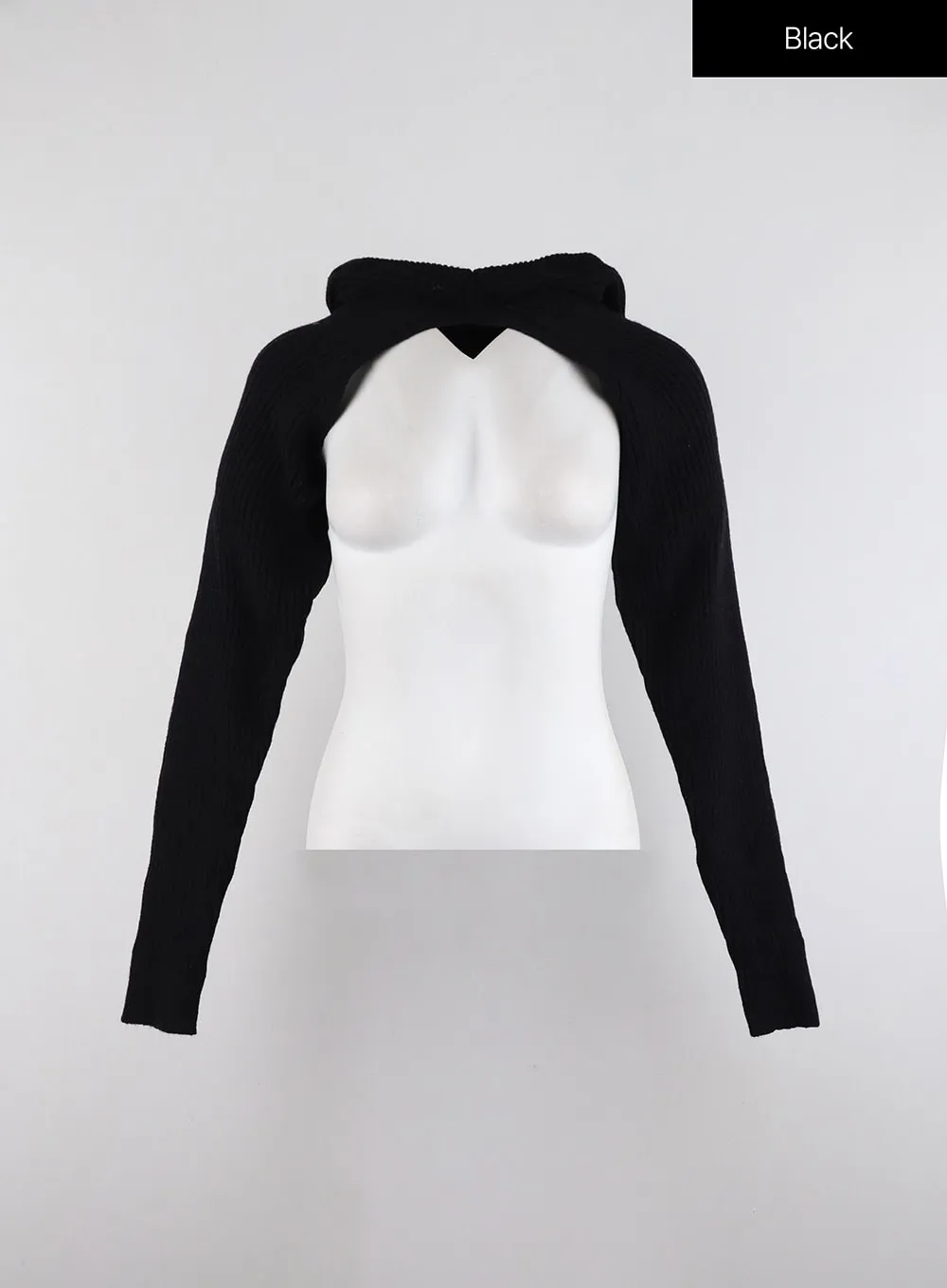 Ribbed Hooded Knit Bolero ID315