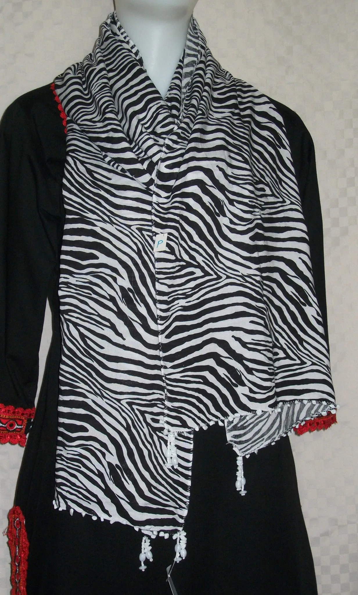 Scarf 2440 Black White Zebra Print Dupatta Chunni Shawl Wrap Shieno