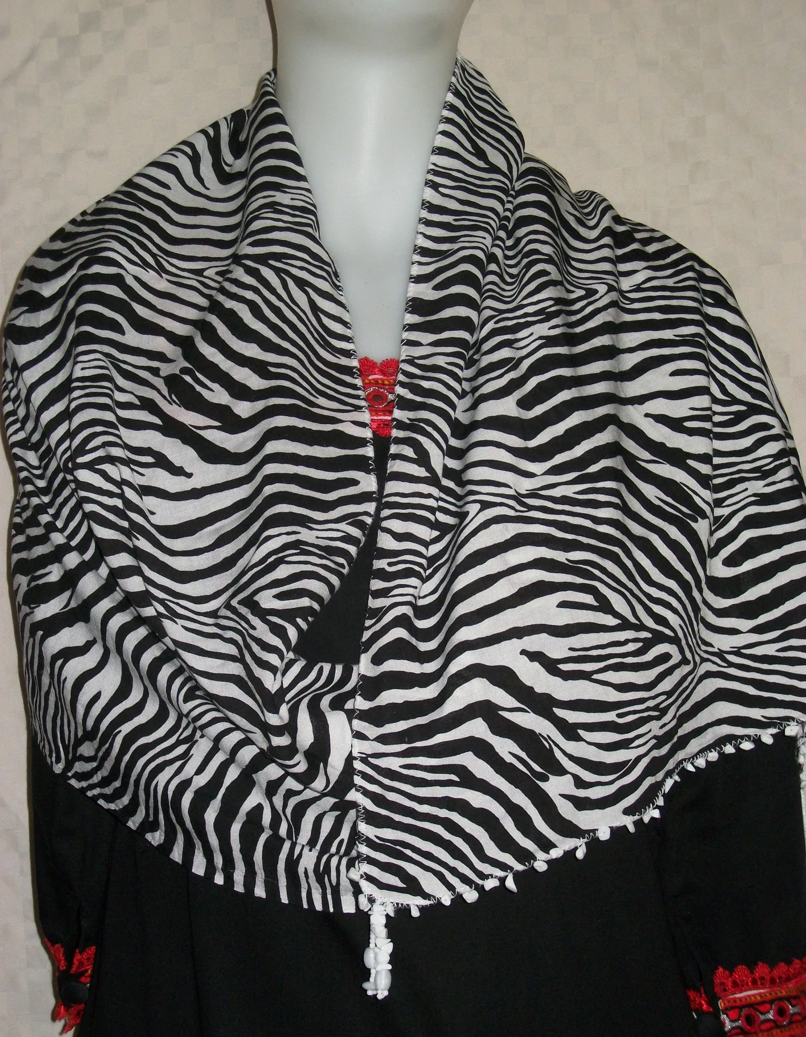 Scarf 2440 Black White Zebra Print Dupatta Chunni Shawl Wrap Shieno