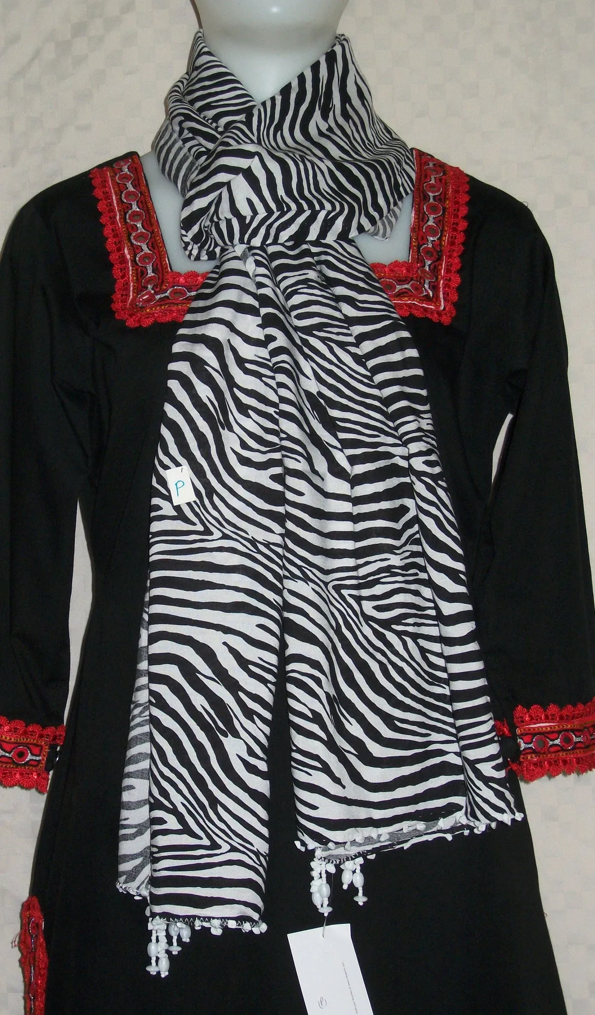 Scarf 2440 Black White Zebra Print Dupatta Chunni Shawl Wrap Shieno