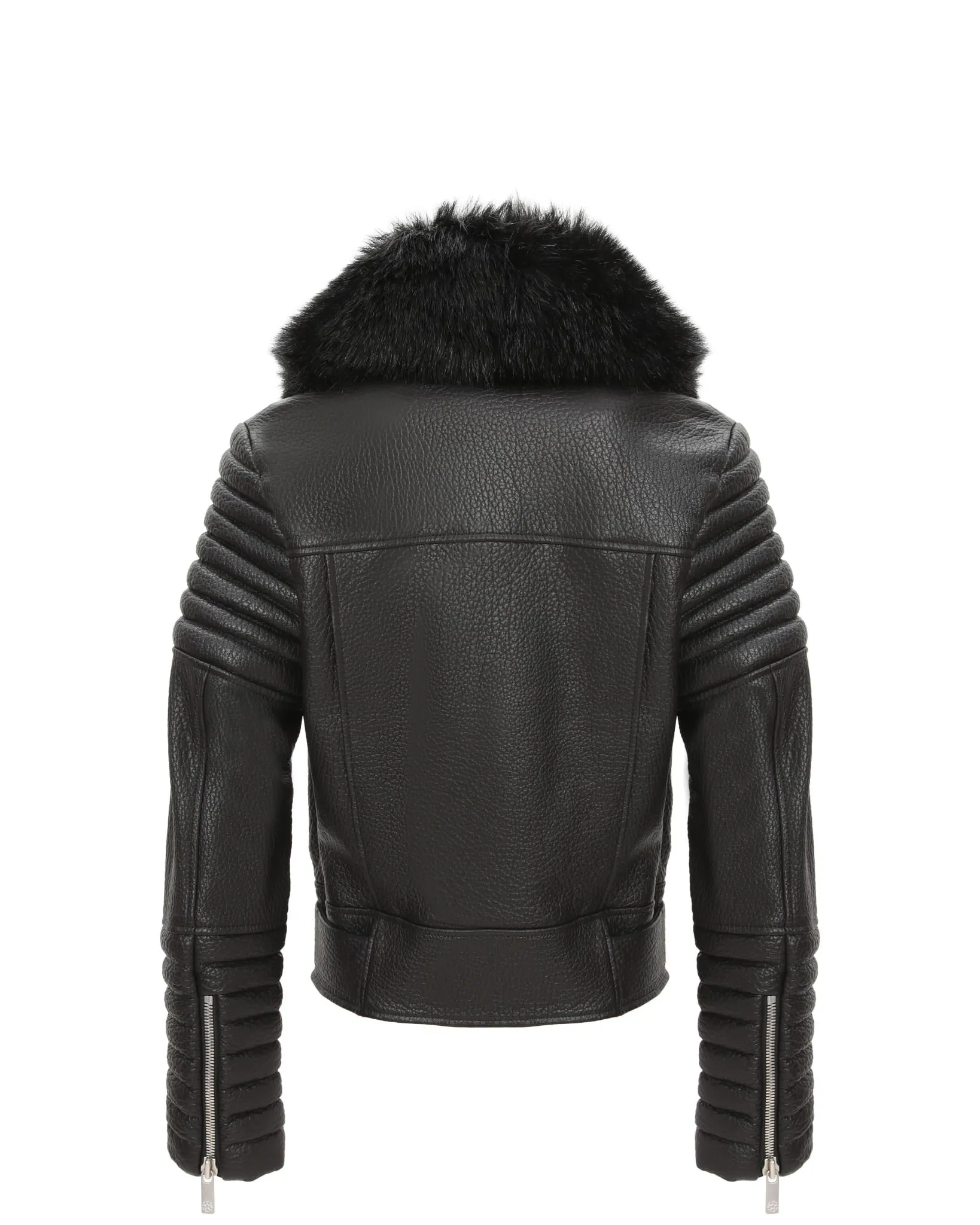 Select Lambskin Moto Zip Jacket with Detachable Toscana Shearling Lamb Collar