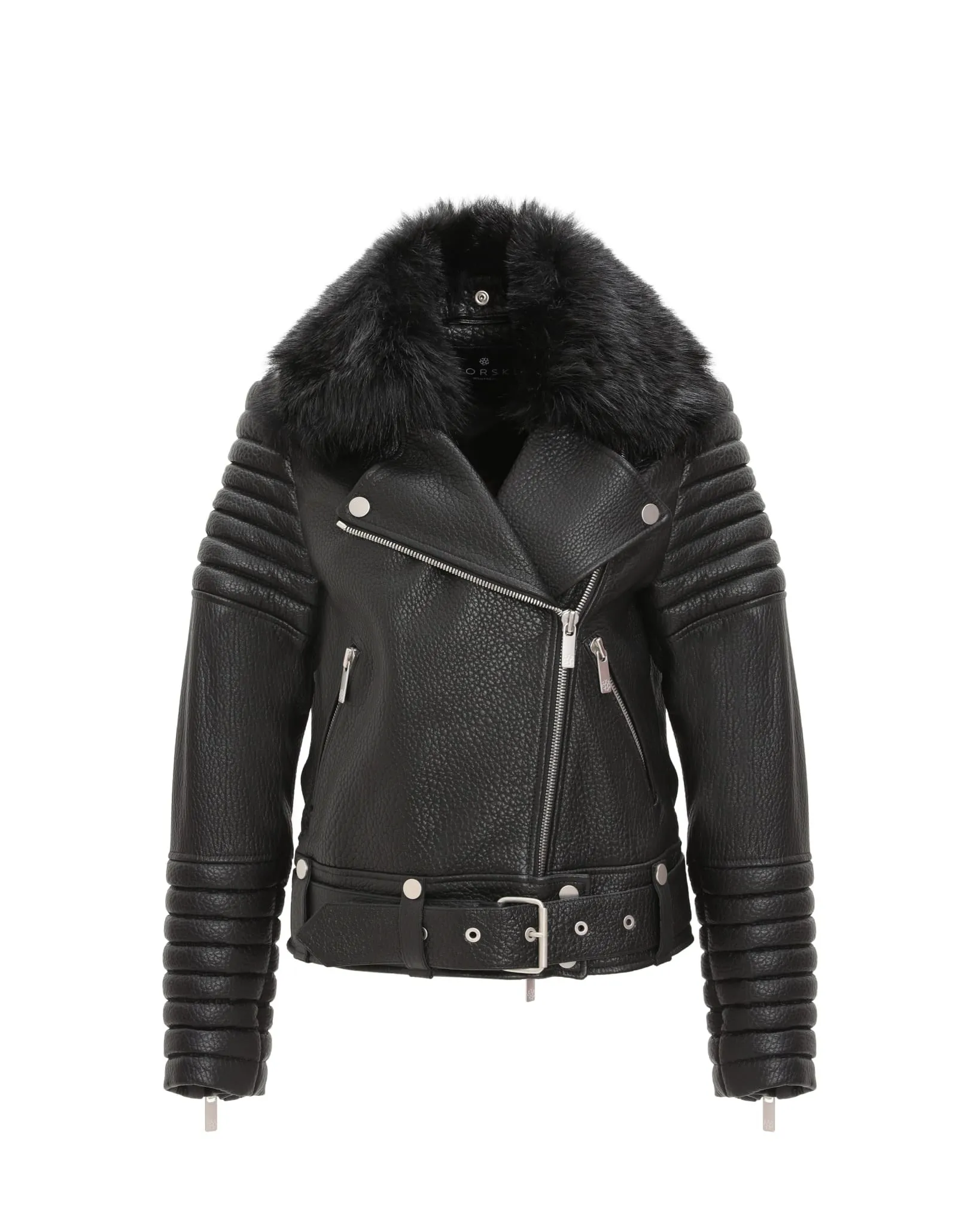 Select Lambskin Moto Zip Jacket with Detachable Toscana Shearling Lamb Collar