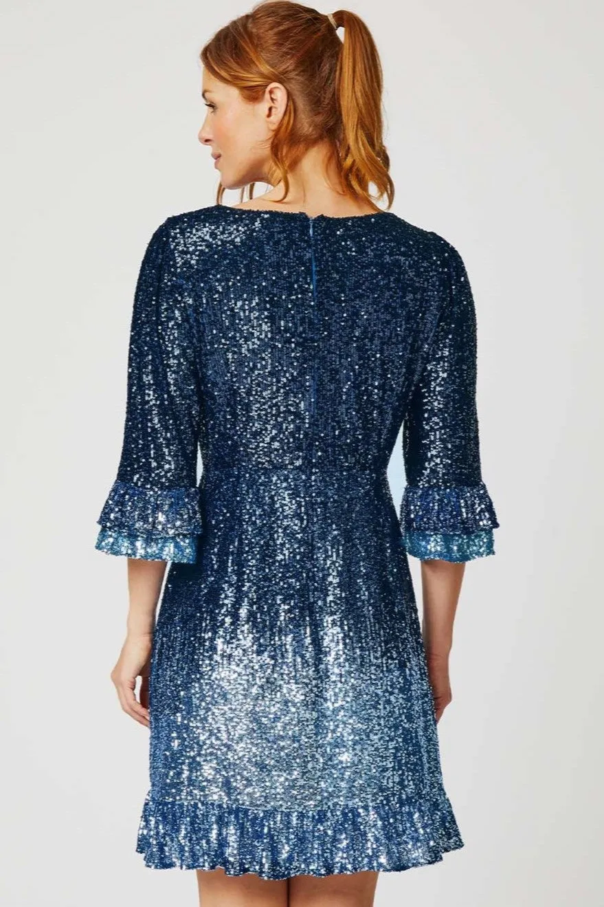 Sequin Mini Victoria Dress | Blue Ombre