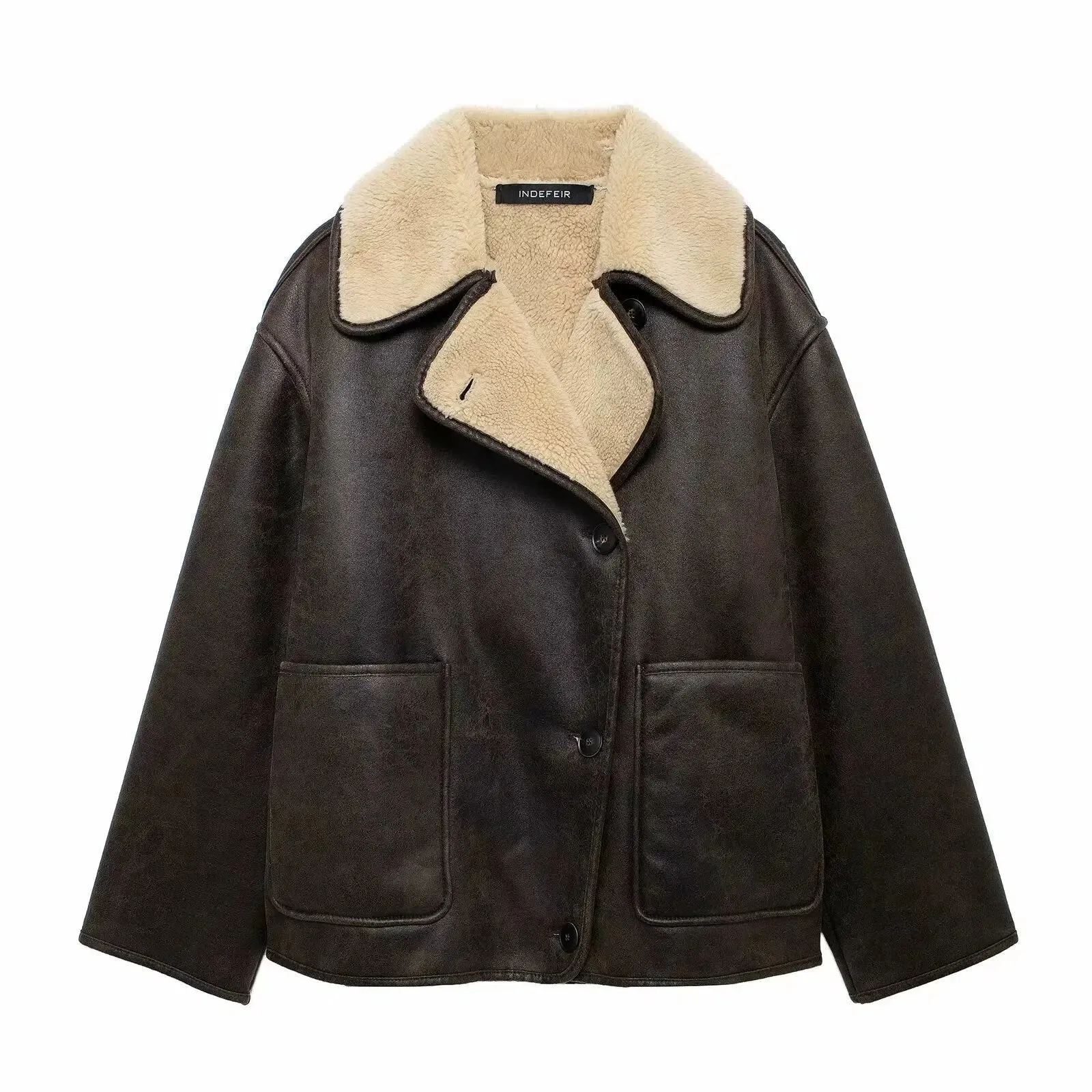 Shearling Lined Pockets Jacket