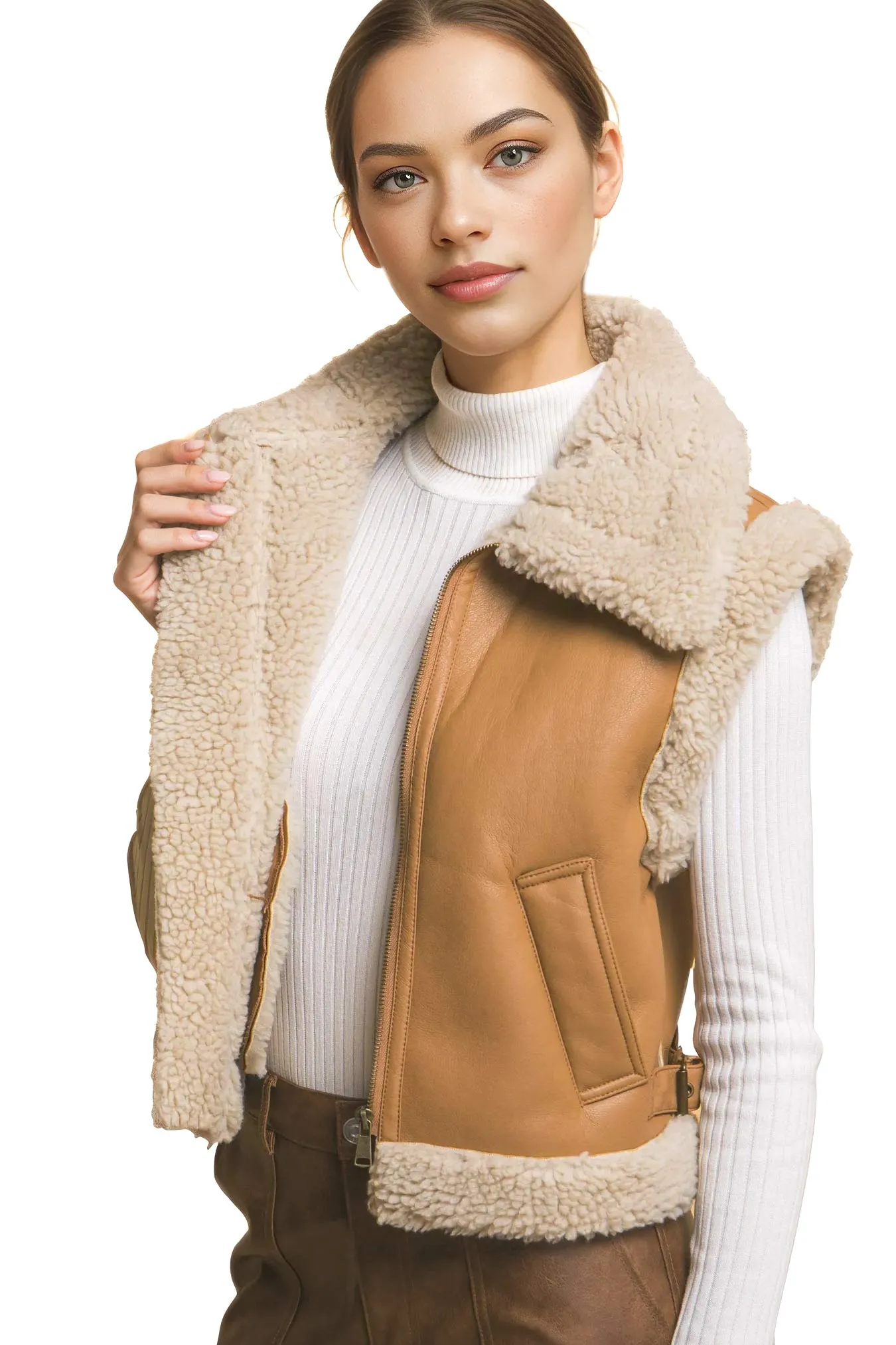 Shearling Moto Vest