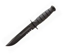 Short Ka-Bar Serrated w- Plastic Sheath