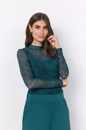 Soya Concept Mesh Top Green Black