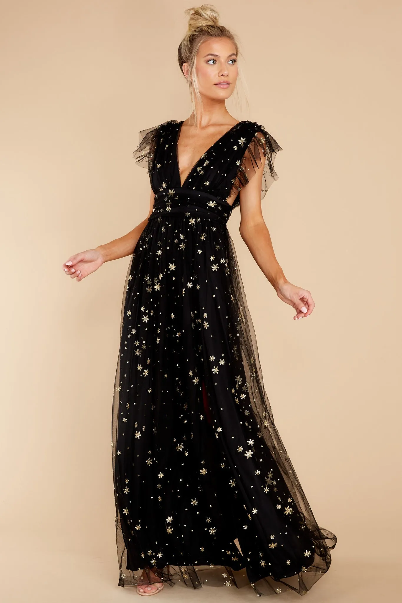 Stargazing Sparkle Black Maxi Dress