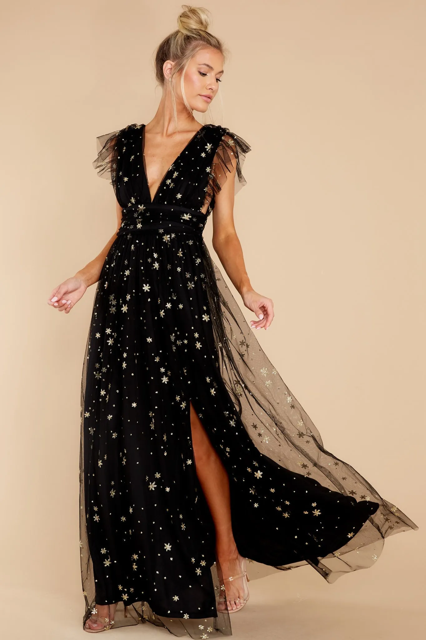 Stargazing Sparkle Black Maxi Dress