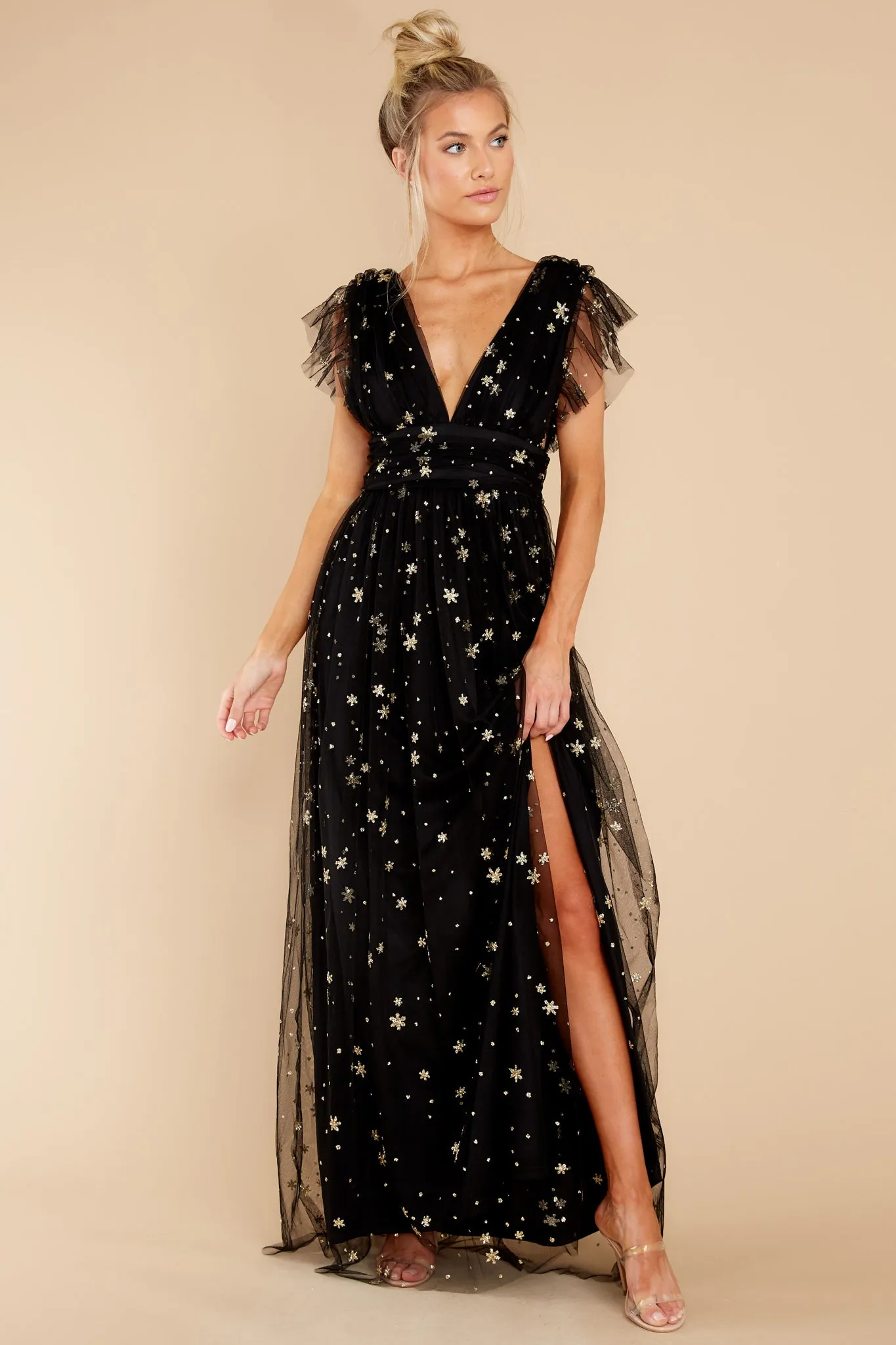 Stargazing Sparkle Black Maxi Dress