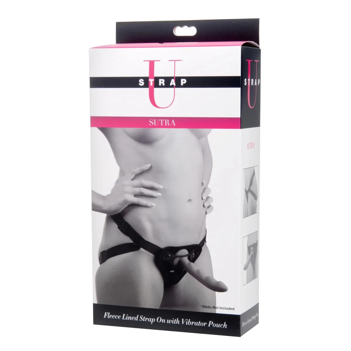 Strap U Sutra Fleece Lined Strap-On Harness With Vibrator Pouch Black