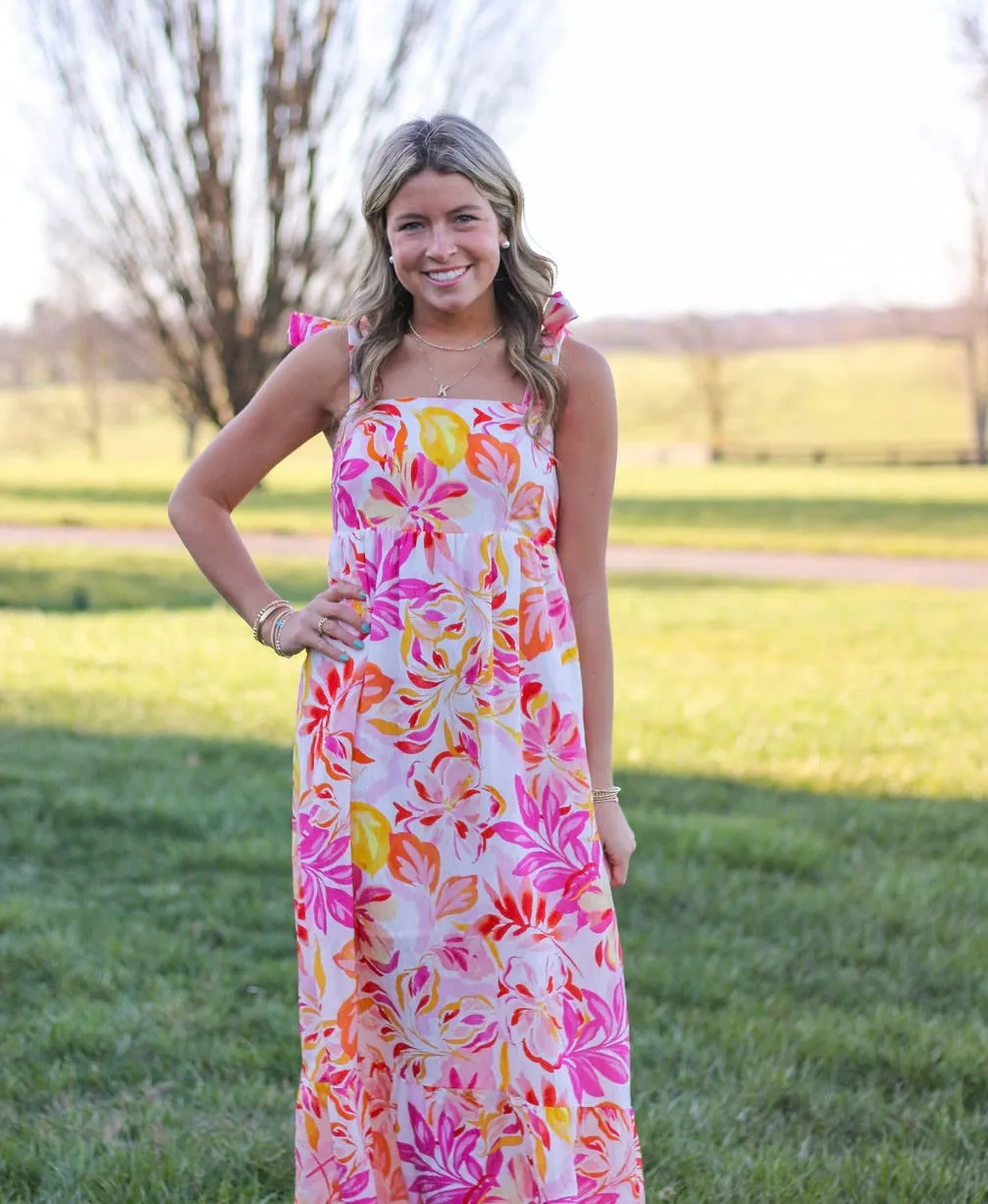 Sunset Sorbet Tie Strap Maxi