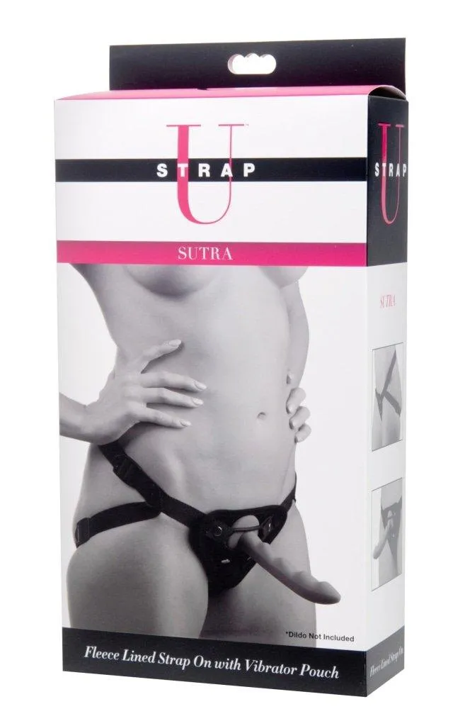 Sutra Fleece-Lined Strap On with Vibrator Pouch