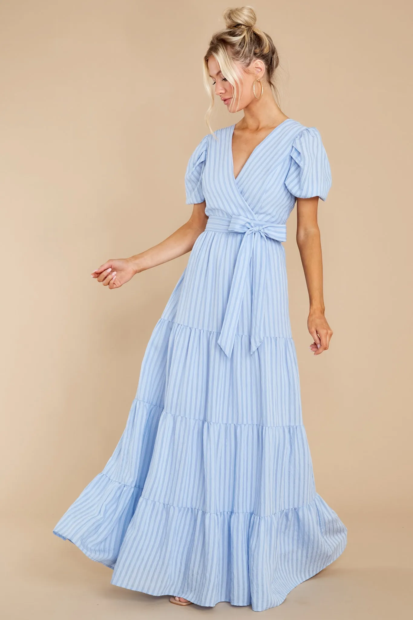 The One For You Light Blue Stripe Maxi Dress