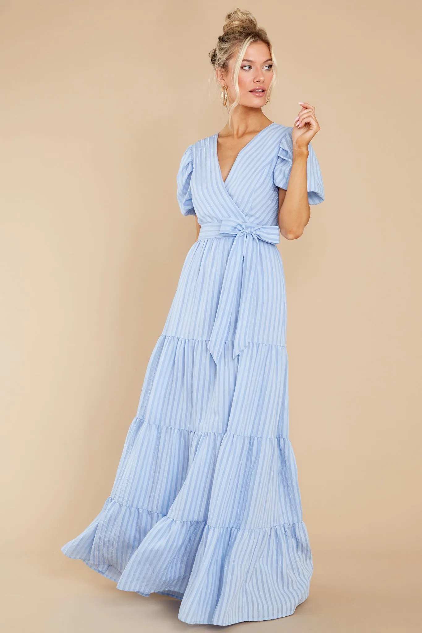 The One For You Light Blue Stripe Maxi Dress