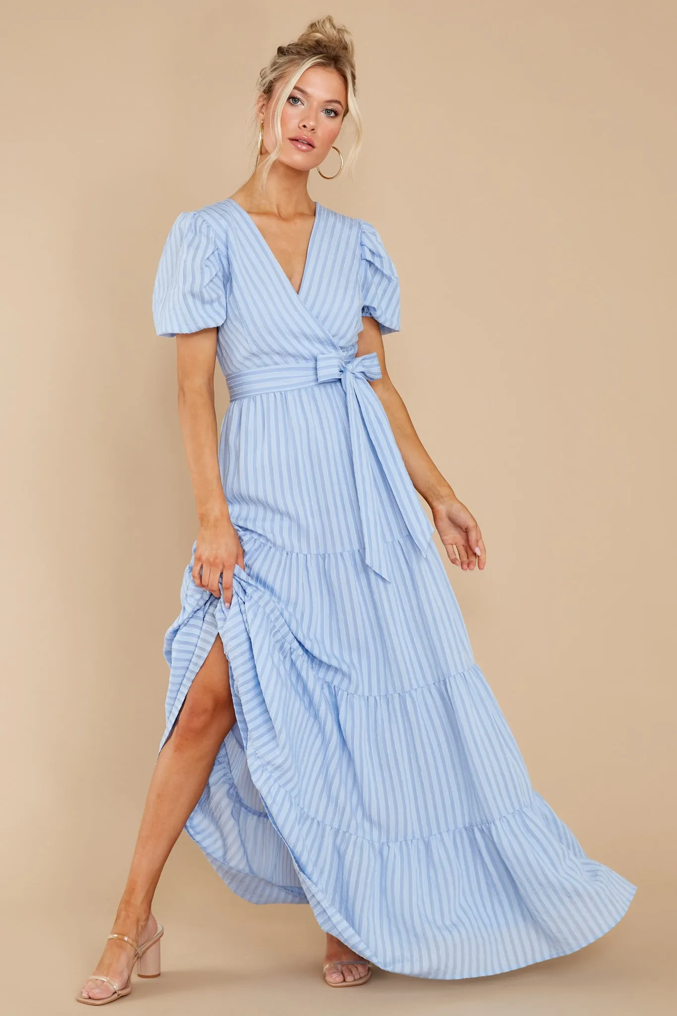 The One For You Light Blue Stripe Maxi Dress