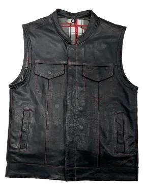 The "Jackson Red" Club Style Vest with Red Stitch/Flannel Lining