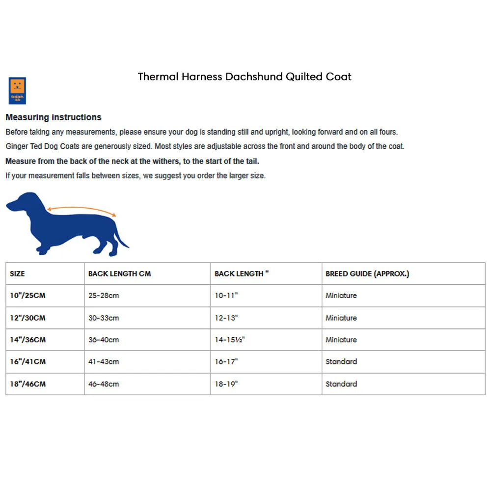 Thermal Harness Dachshund Quilted Coat