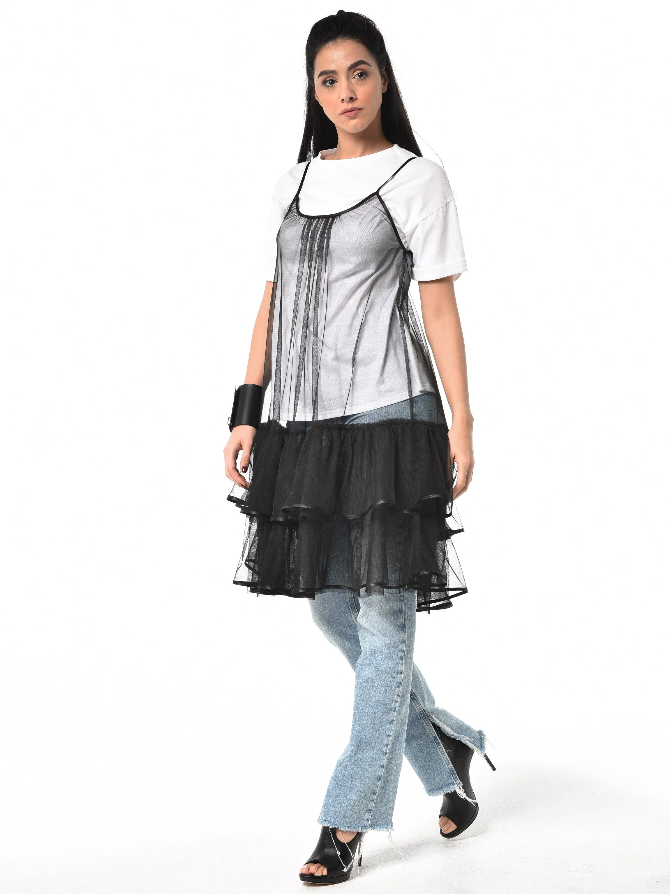 Transparent Sleeveless Tulle Tunic