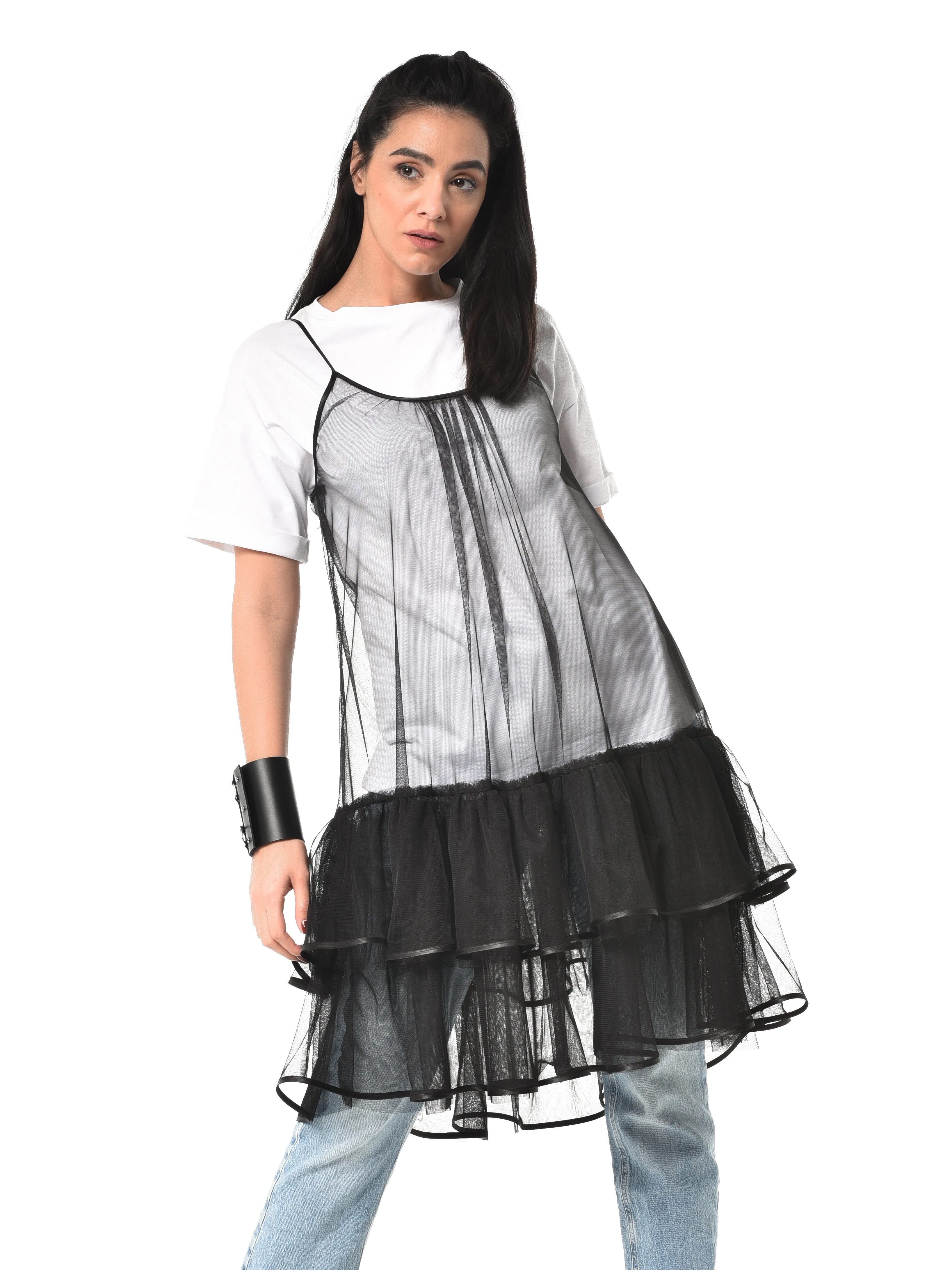 Transparent Sleeveless Tulle Tunic