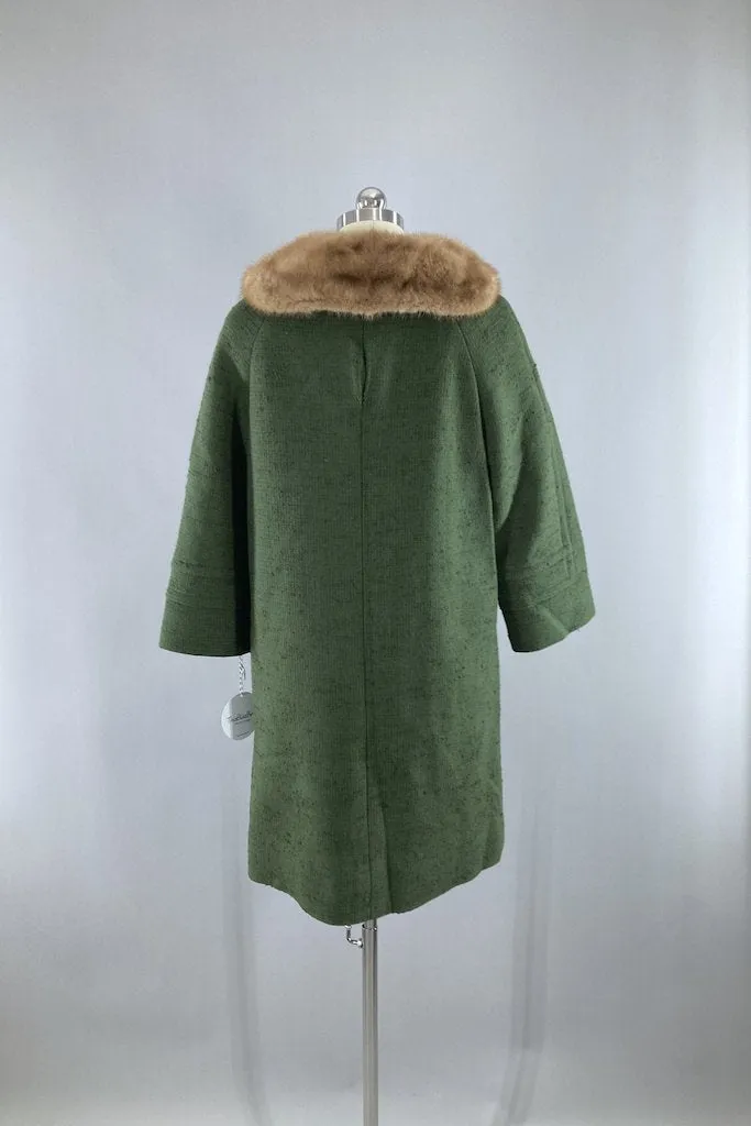 Vintage 60s Olive Green Ladies Coat