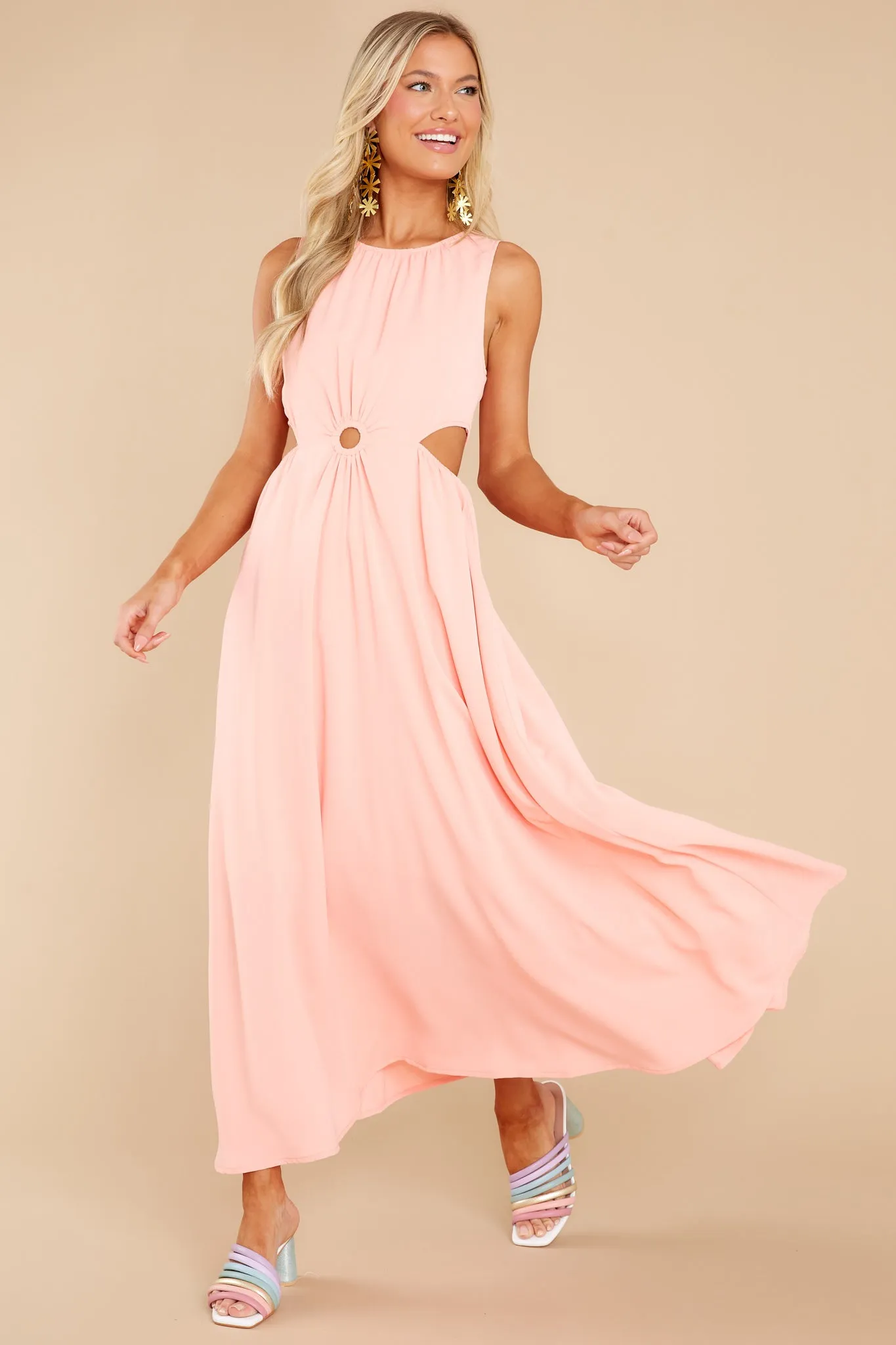 Wander With Me Peach Maxi Dress