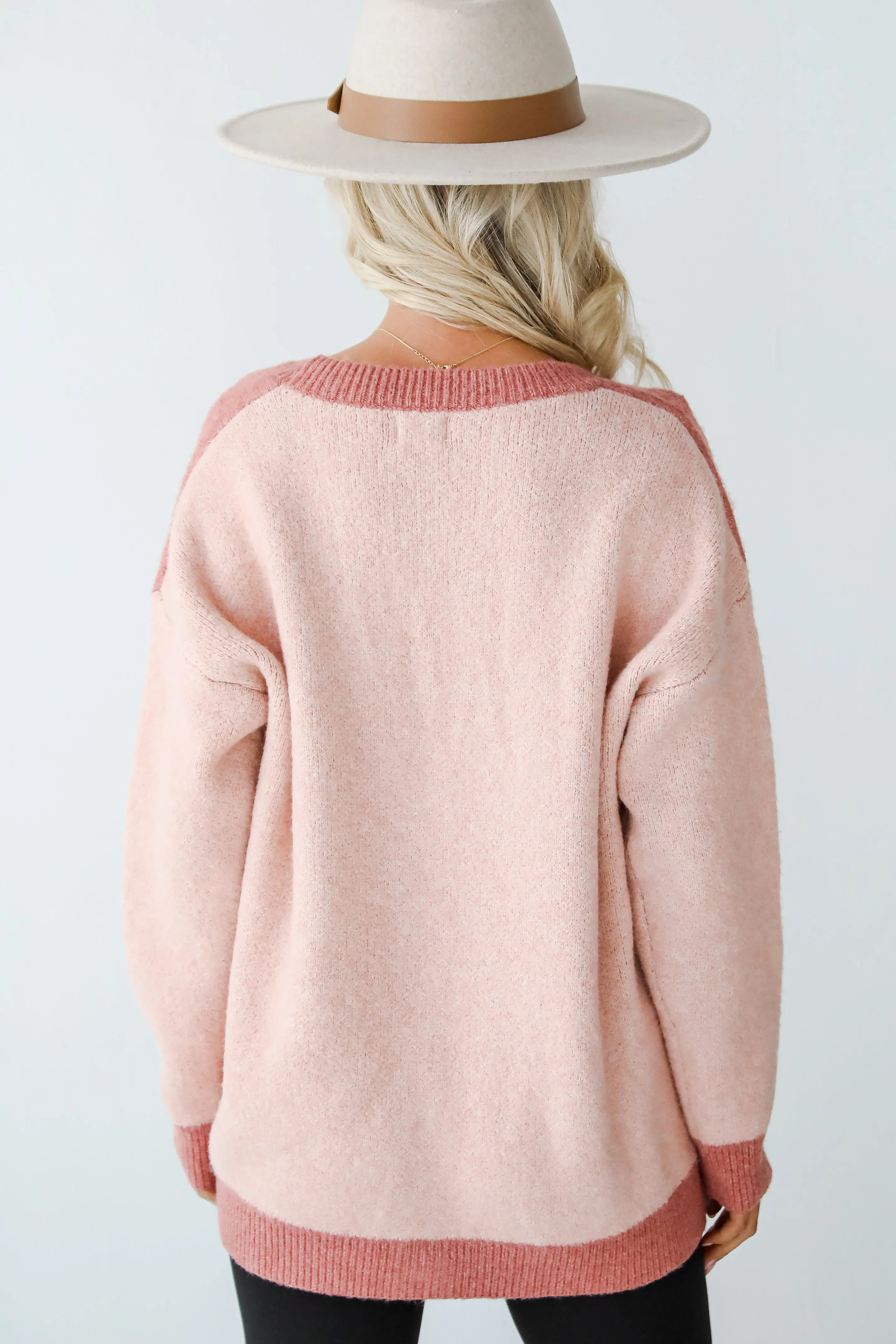 Western Vibes Blush Sweater Cardigan