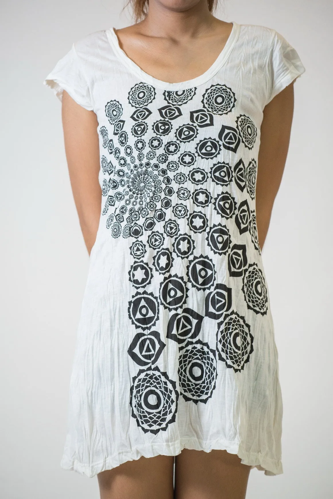 Womens Chakra Fractal Dress in White