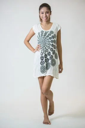 Womens Chakra Fractal Dress in White