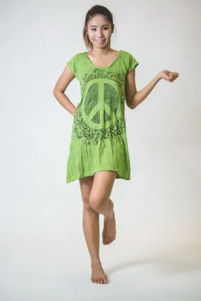 Womens Peace Sign Dress in Lime