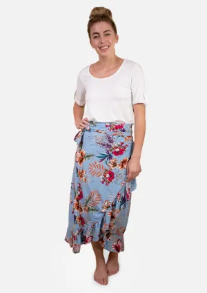 Wrap Front Floral Skirt