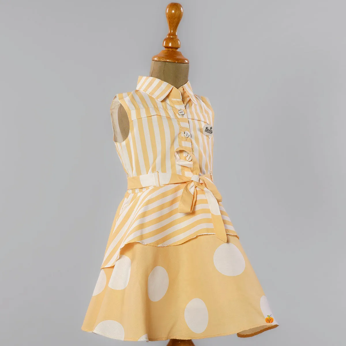 Yellow Striped Cotton Frock for Girls