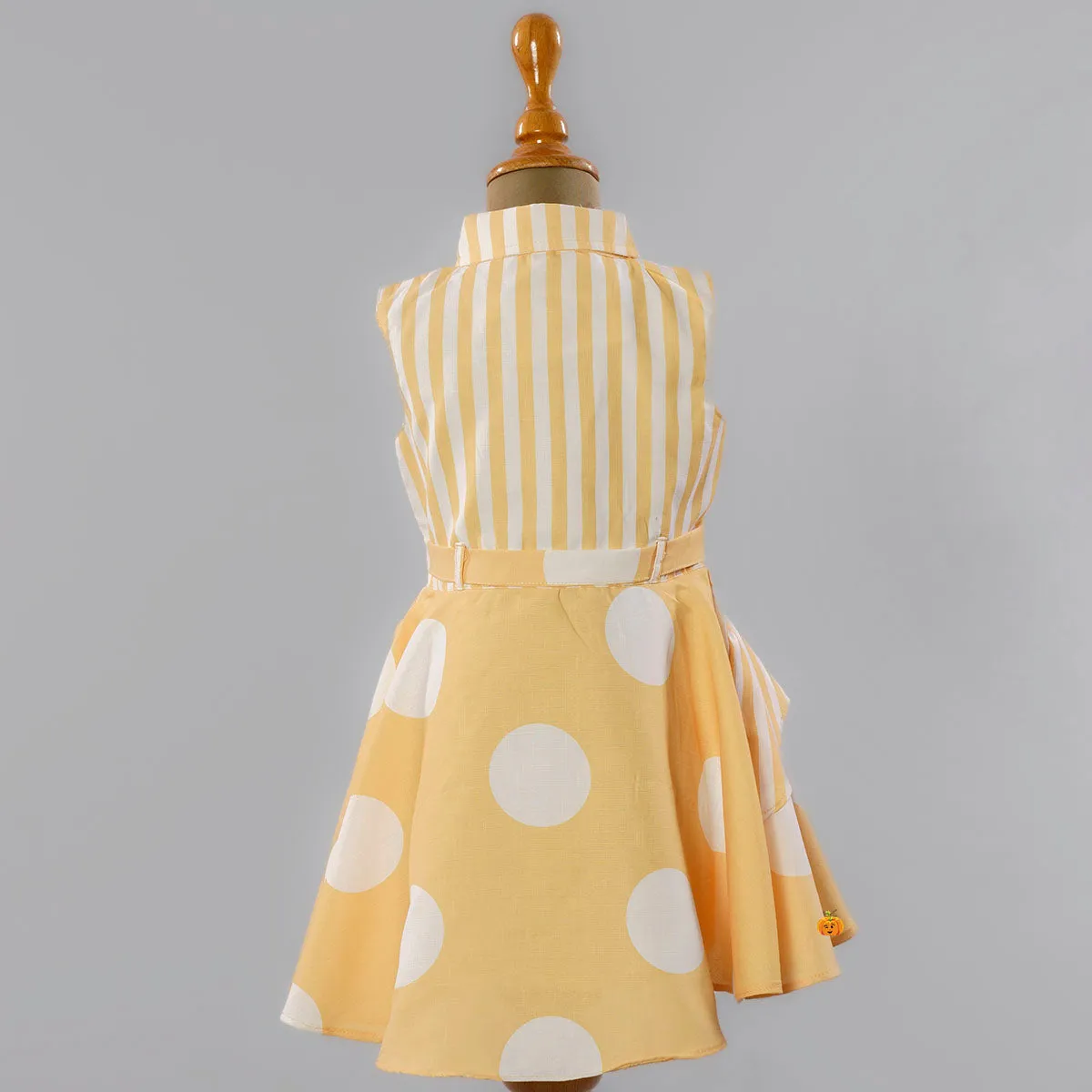 Yellow Striped Cotton Frock for Girls