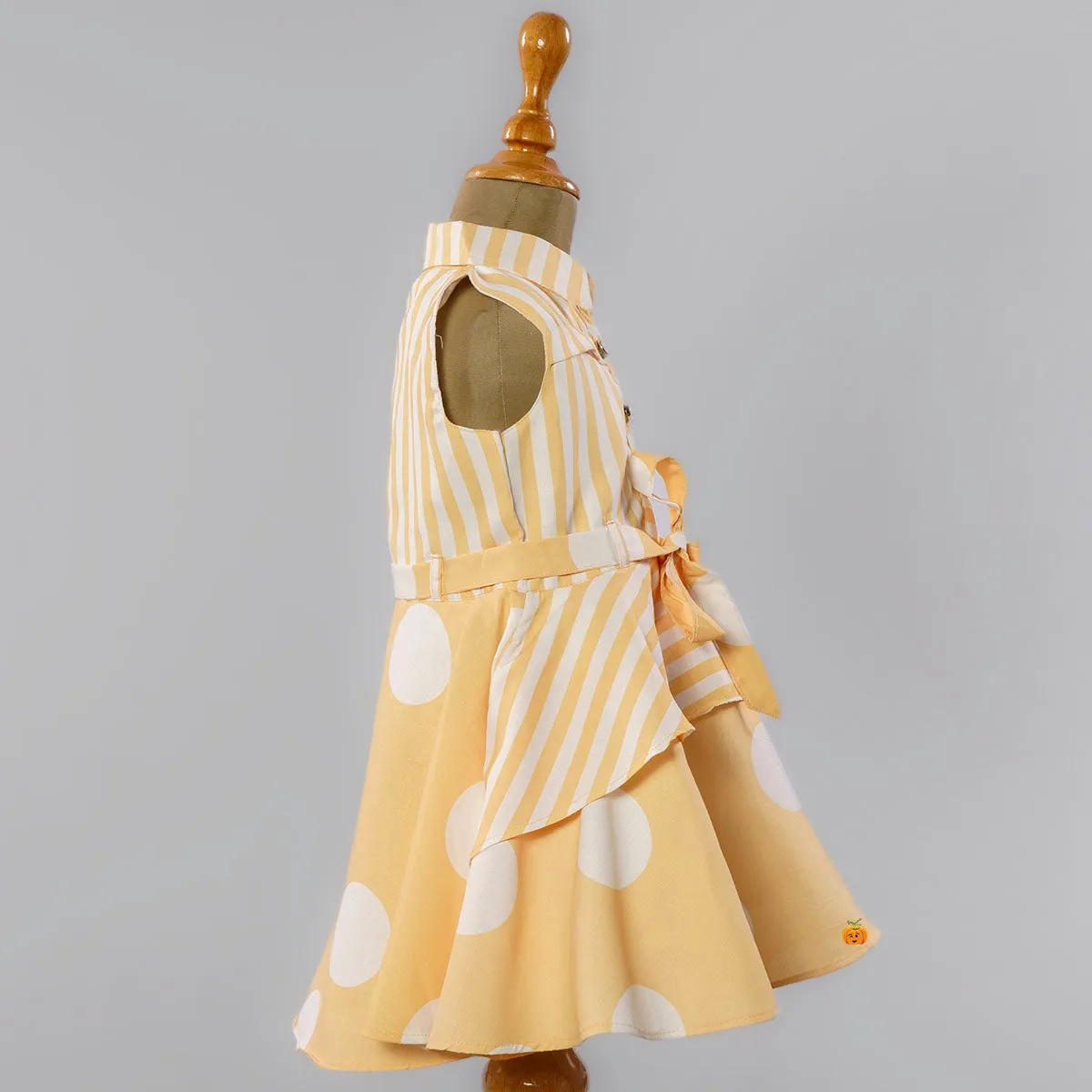 Yellow Striped Cotton Frock for Girls